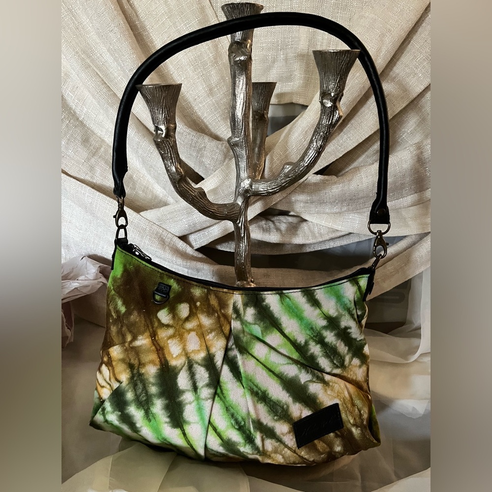 SOLD!!!! Nena & Co. Hand-Dyed Canvas Crossbody Bag – Green/Brown Tie-Dye -NWOT